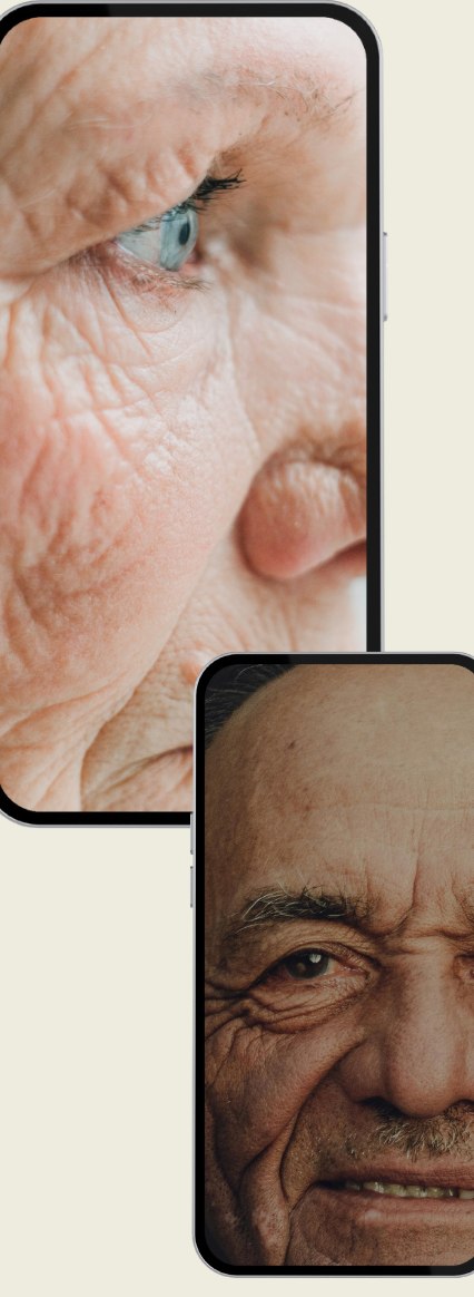 Skin close-ups shown on mobile devices